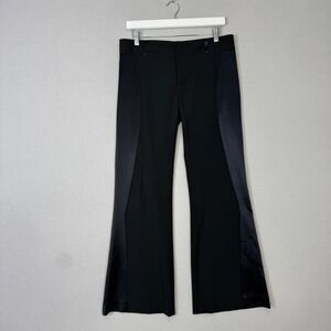 YA-YA Satin Tuxedo Trousers Womens 6 Black Low Rise Flare Dress Pants Y2K Luxury